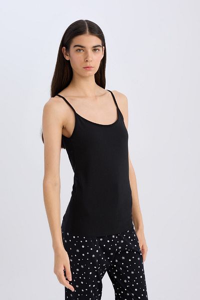 DeFacto Baumwolle dünne Riemen Schwarz Innen Tank-Fall In Love M6858az25sp