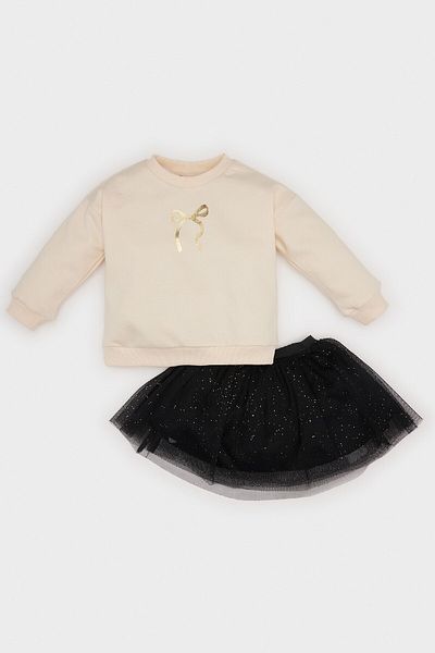 DeFacto Shiny Printed Sweatshirt and Tutu Skirt for Baby Girl - Crew Neck D7255A524Wn
