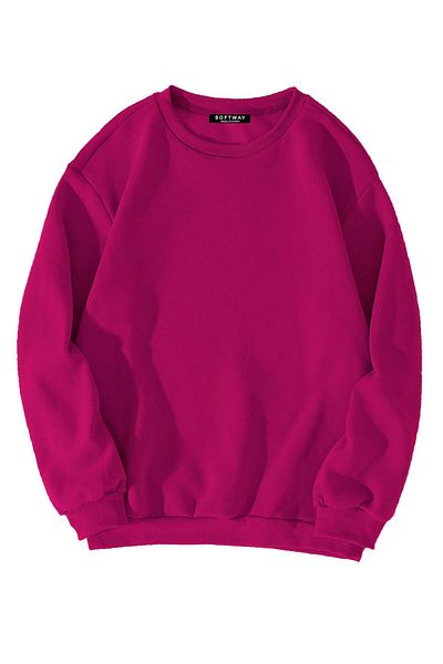 SOFTWAY Φούξια Unisex Oversize Crew Neck Φούτερ