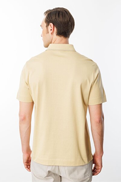 Desen Triko Men's Polo Neck Mercerized T-Shirt Yellow