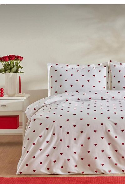 Sheri Home Dupla szív paplanhuzat - 200 cm x 220 cm, 100% pamut - PAPLAKÖTŐ