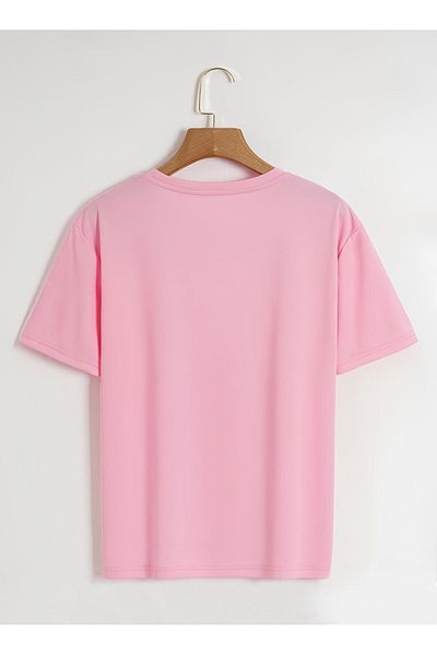 SOFTWAY Unisex Oversize Crew Neck - Basic T-Shirt, Ροζ