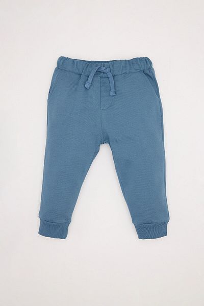 DeFacto Striped Set for Baby Boy - Crew Neck Printed Sweatshirt and Rubber Waist Sweatpants D7651A524W