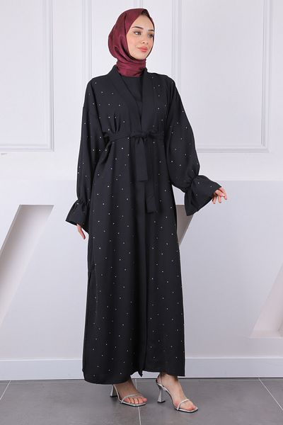 İmajButik Μαύρη ζωσμένη πέτρα Abaya