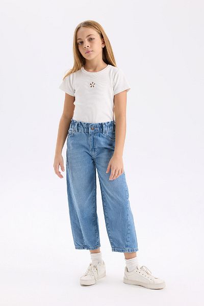 DeFacto Pantaloni de jeans pentru fete, cu barel, Jogger, până la gleznă, D7180A824WN