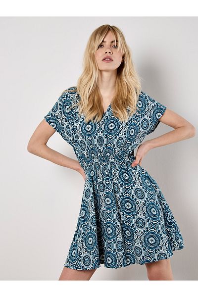 Apricot Batik Print Minikleid