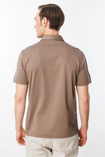 Desen Triko Ανδρικό μπλουζάκι Mercerized με γιακά πόλο A.Καφέ