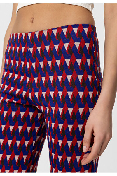 Williot Dolares Жіночий темно-синій комплект із куртки та брюк із застібкою-блискавкою та етнічним візерунком, 2 предмети