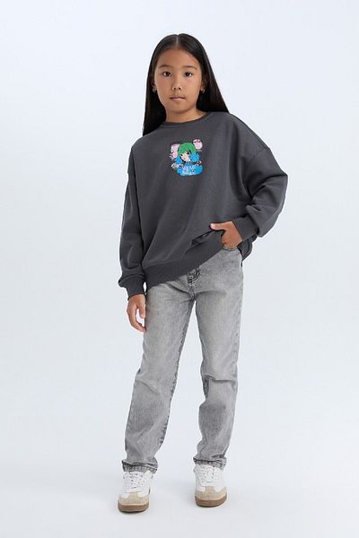 DeFacto Girl's Relax Fit Crew Neck Sweatshirt D6495A8Ns