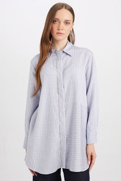 DeFacto Comfortable Fit - Shirt Collar Striped Tunic D7199Ax24Wn