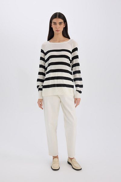 DeFacto Regular Fit Boat Neck Striped Knitwear Sweater C6815Ax25Sp