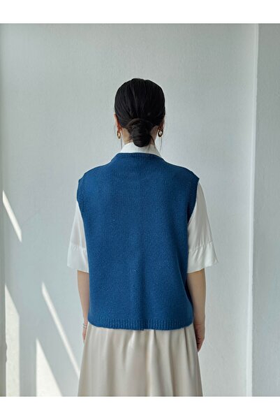 Retrobird Tasarım Doğa Temalı Yelek Kadın İndigo