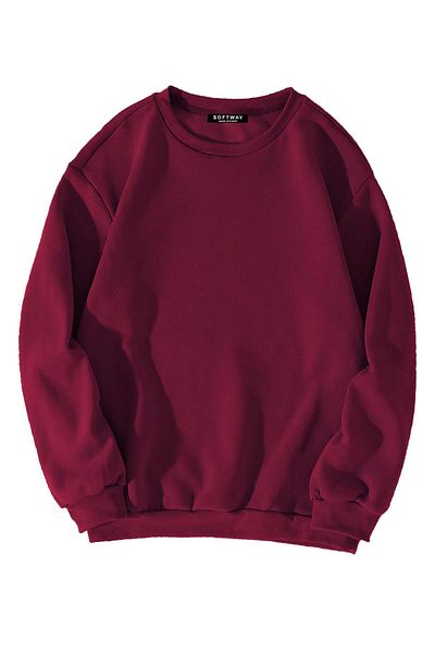 SOFTWAY Унисекс суитшърт Oversize Düz Basic – Бордо
