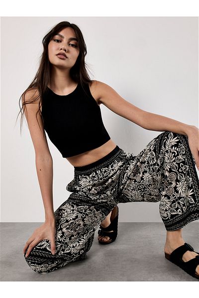 Apricot Hose Mit Kimono-schal-druck