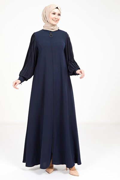 Beyza Mâneci cu fermoar Detaliu pliat Ferace bleumarin 3453