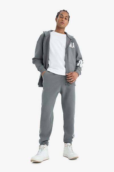 DeFacto Φούτερ DeFactoFit NBA Wordmark Oversize - Τσέπη και χοντρό φερμουάρ D8615AX25SP