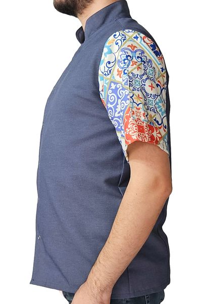 Ant Rotagrup Üniforma ve İş Elbiseleri Unisex Beater Jacket - Patterned Ceramic Motif Short Sleeve Summer Cook Kitchen Service