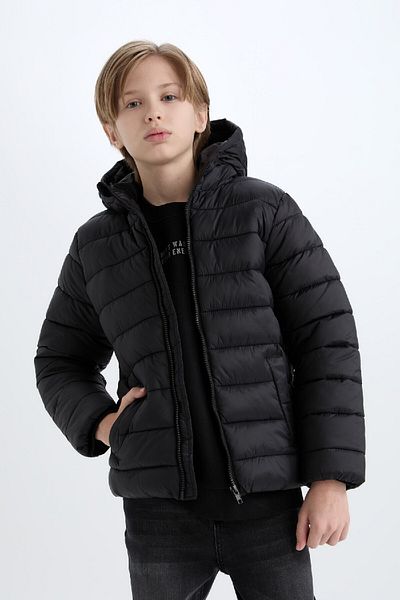 DeFacto Boy Water Repellent Hooded Puffer Jacket with Zipper Pocket D5899A825Sp