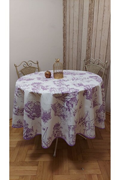 gonk Round, Country Patterned, Duck (Liquid Pusher, Stain Proof) Fabric, Tablecloth