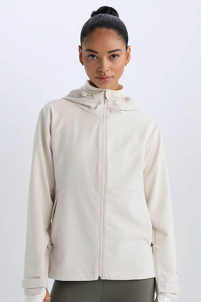 DeFacto Fit Water Repellent Hooded Zippered Flexible Textured Seasonal Spring Coat D6084Ax25Sp