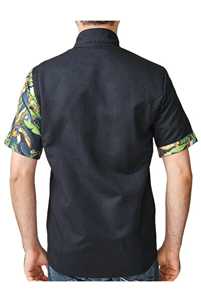 Ant Rotagrup Üniforma ve İş Elbiseleri Jachetă de bucătar unisex - model de pasăre tropicală, catarame pentru mâncare, mânecă scurtă, bucătărie de vară Kufoz