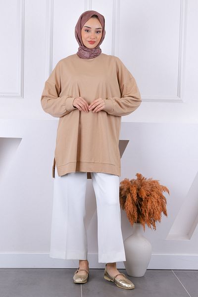 İmajButik Βιζόν Βαμβακερό ύφασμα ιδρώτας με σκίσιμο στο πλάι