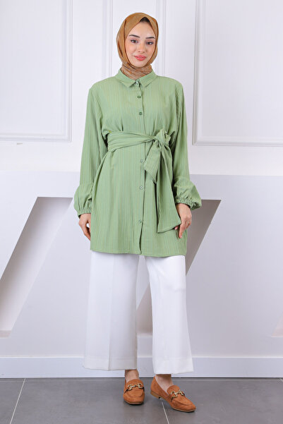 İmajButik Χακί χιτώνα με ζώνη μέσης