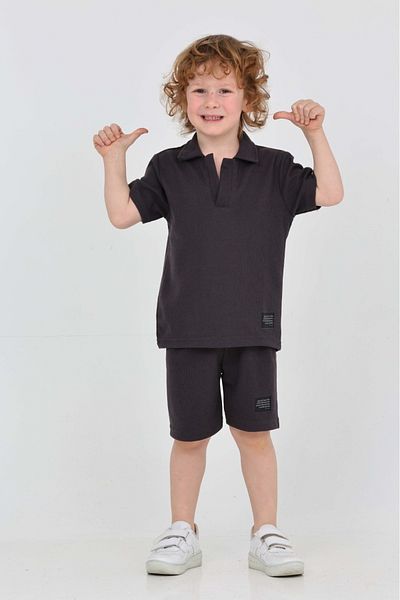 MİLANO KİDS Summer Waffle Fabric Bottom Top Shorts Suit