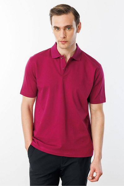 Desen Triko Ανδρικό μπλουζάκι πόλο φούξια Mercerized Collar Pique