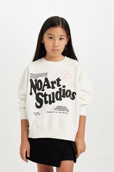 DeFacto Girl's Oversize Fit Crew Neck Sweatshirt D6491A8Ns