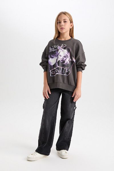 DeFacto Girl's Crew Neck Oversize Sweatshirt - D6063A824Wn