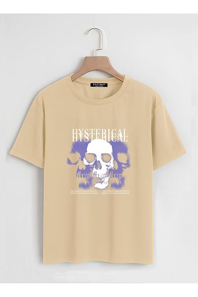 SOFTWAY Unisex Oversize Crew Neck Basic T-Shirt - ΜΠΕΖ