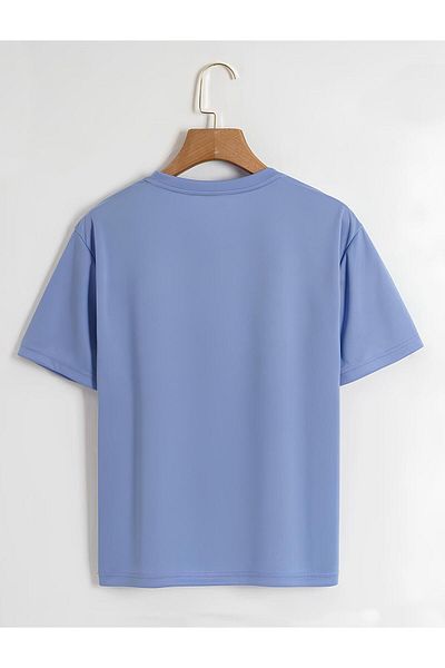 SOFTWAY Unisex Oversize Crew Neck - Μπλουζάκι με στάμπα Panda Basic ΜΠΛΕ Χρώμα