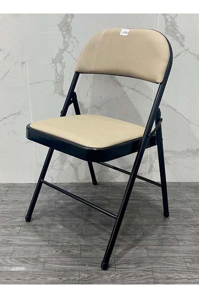 Cady One Folding chair for trips and camping, beige leather fabric