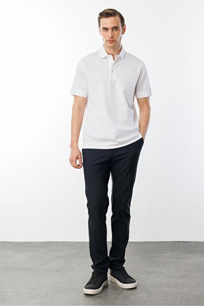 Desen Triko Ανδρικό μπλουζάκι με γιακά πόλο Mercerized Λευκό