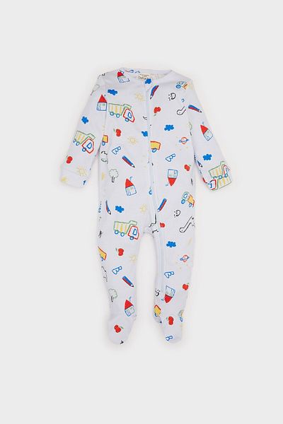 DeFacto Baby Boy Newborn Dinosaur Printed Long Sleeve Zippered Jumpsuit D8324A5Ns