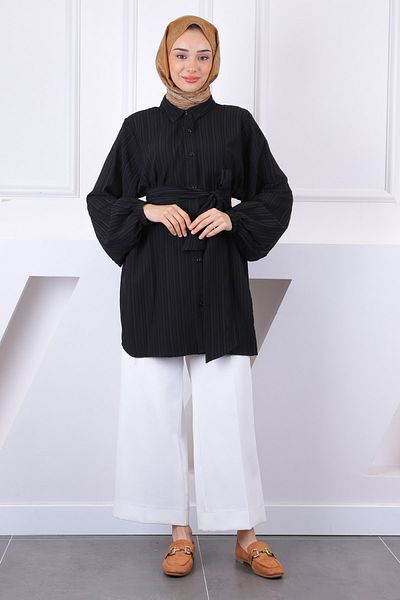 İmajButik Μαύρο χιτώνα με ζώνη
