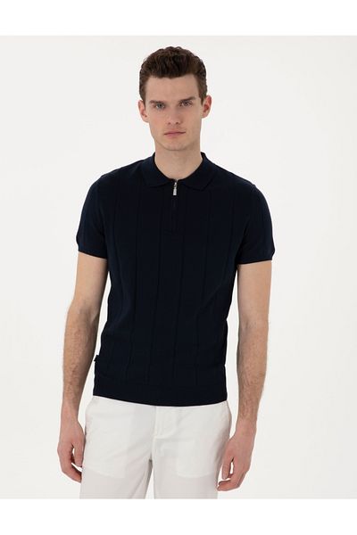 Pierre Cardin Πλεκτό μπλουζάκι με φερμουάρ slim fit