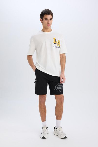 DeFacto Defactofit Nba Los Angeles Lakers Standard Fit Short Leg Shorts B3920Ax25Sp