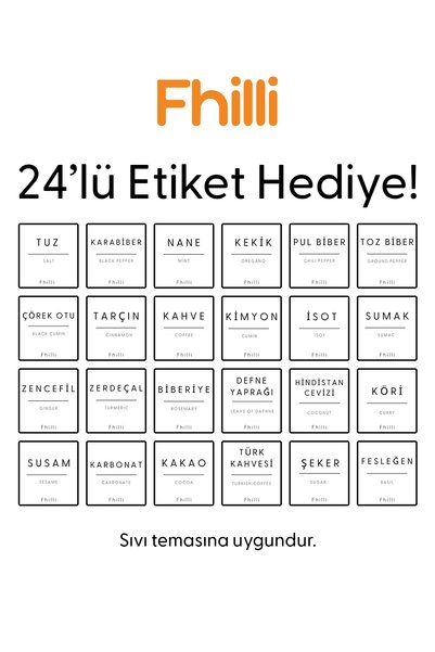 Fhilli موتو - مجموعة من 12 وعاء زجاجي لتخزين التوابل مع أغطية مفرغة من الهواء وملصقات هدايا 315 مل