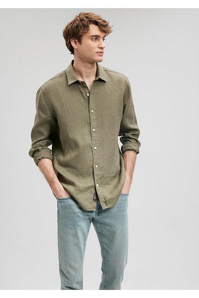 LC Waikiki Ανδρικό πουκάμισο Oversize Wide Fit από 100% βαμβακερό λινό Premium