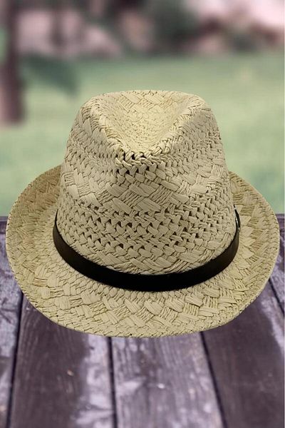 Uniquetrenders Unisex Βιολογικό Ψάθινο Καπέλο Jackson Knit Fedora Ψάθινο καπέλο