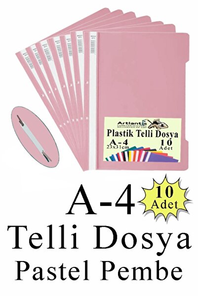 Artlantis Telli Dosya Plastik A4 10 lu 1 Paket Poşet Dosyalara Uyumlu Ekonomik Kaliteli Şeffaf Kapak Telli Dos