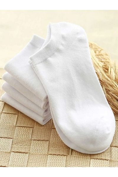 MultiButik 5 Pairs Women Men High Quality White Booties Socks Ankle Length 5 Pieces