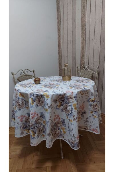 gonk Round, Country Patterned, Duck (Liquid Pusher, Stain Proof) Fabric, Tablecloth