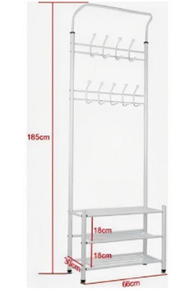 ROYAL ROSE White Metal 3-Shelf Clothes Hanger, Rack and Organizer