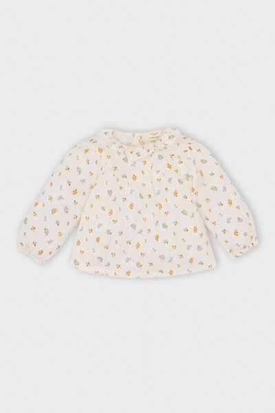 DeFacto Baby Girl Muslin Floral Print Ruffle Collar Long Sleeve Shirt D8764A524Wn