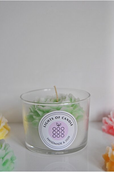 Lights Of Candle Şakayık Çiçekli Çiçek Kokulu Hediyelik Bardak Mum