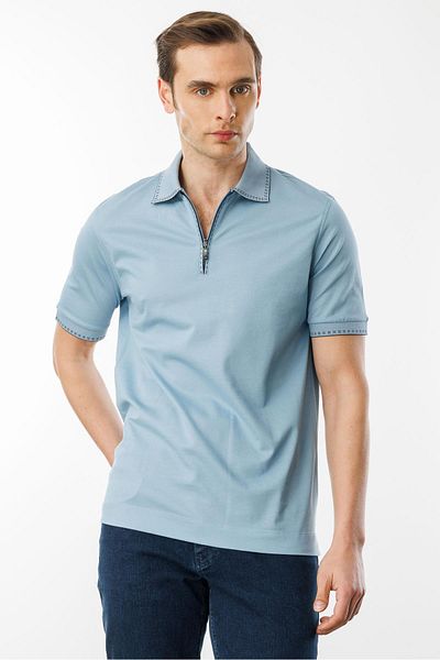 Desen Triko Ανδρικό μπλουζάκι Polo Blue Ferrum με γιακά
