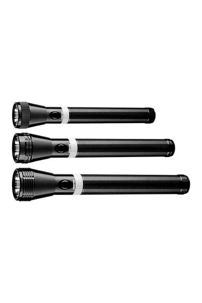 Geepas 3Pcs Rechargeable Hyper Bright LED Flashlight, 265mm Length Black